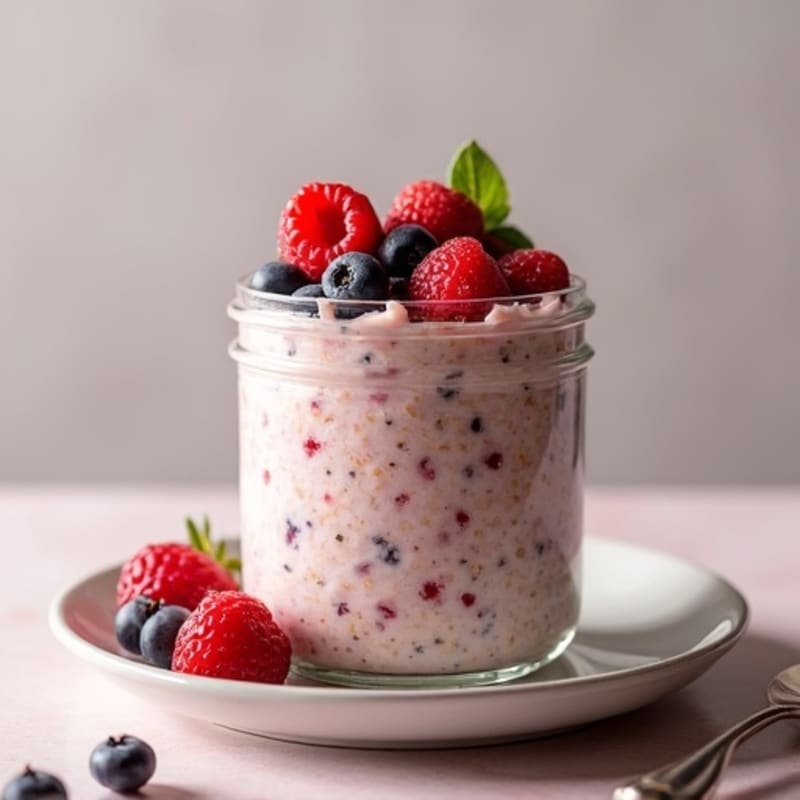 Vanilla-Berry Protein Overnight Oats
