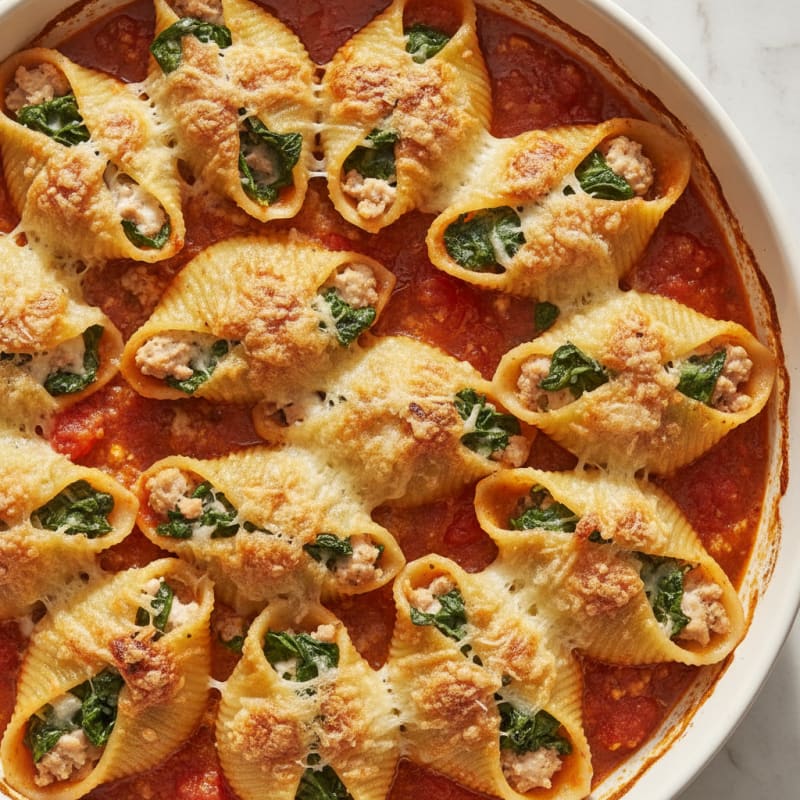 Baked Spinach Ricotta Stuffed Shells