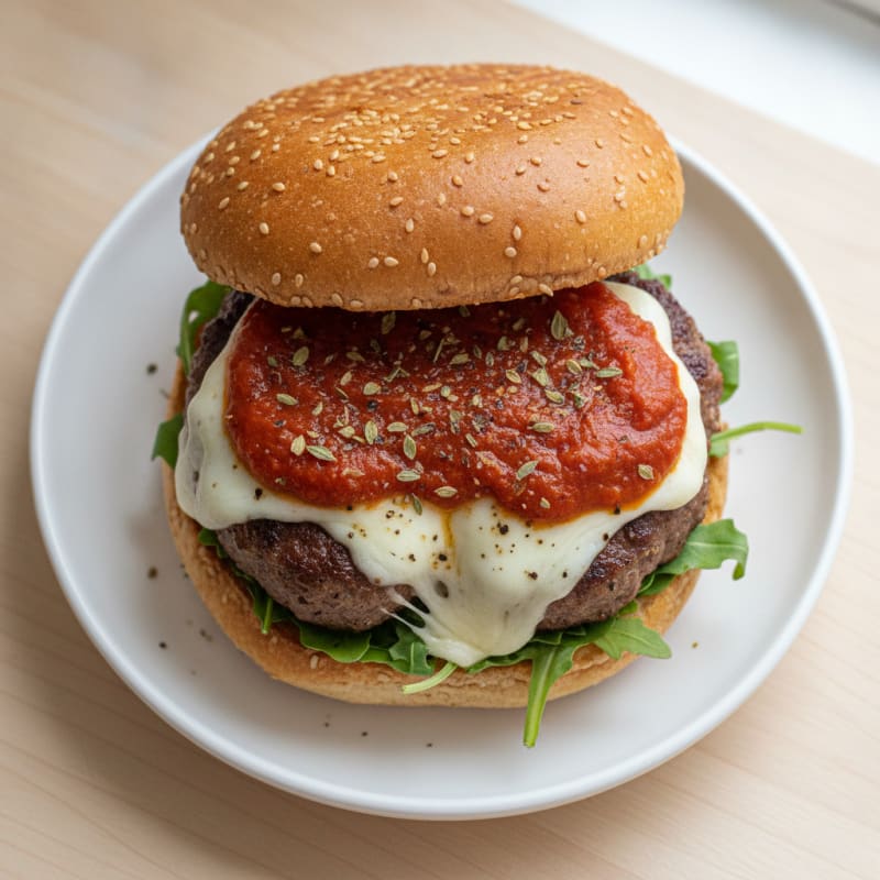 Mozzarella-Stuffed Burger with Marinara