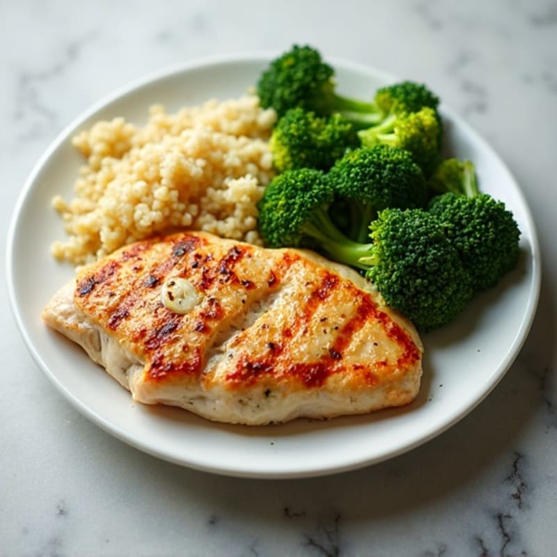 Grilled Chicken Breast with Quinoa and Steamed Broccoli