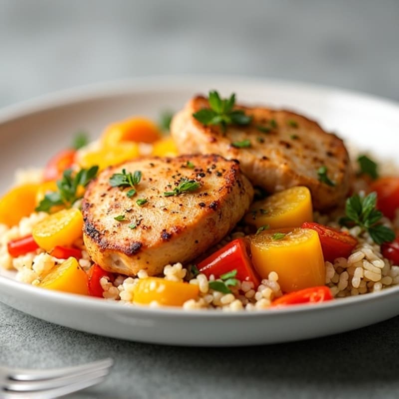One-Pan Citrus-Garlic Chicken and Rice with Bell Peppers