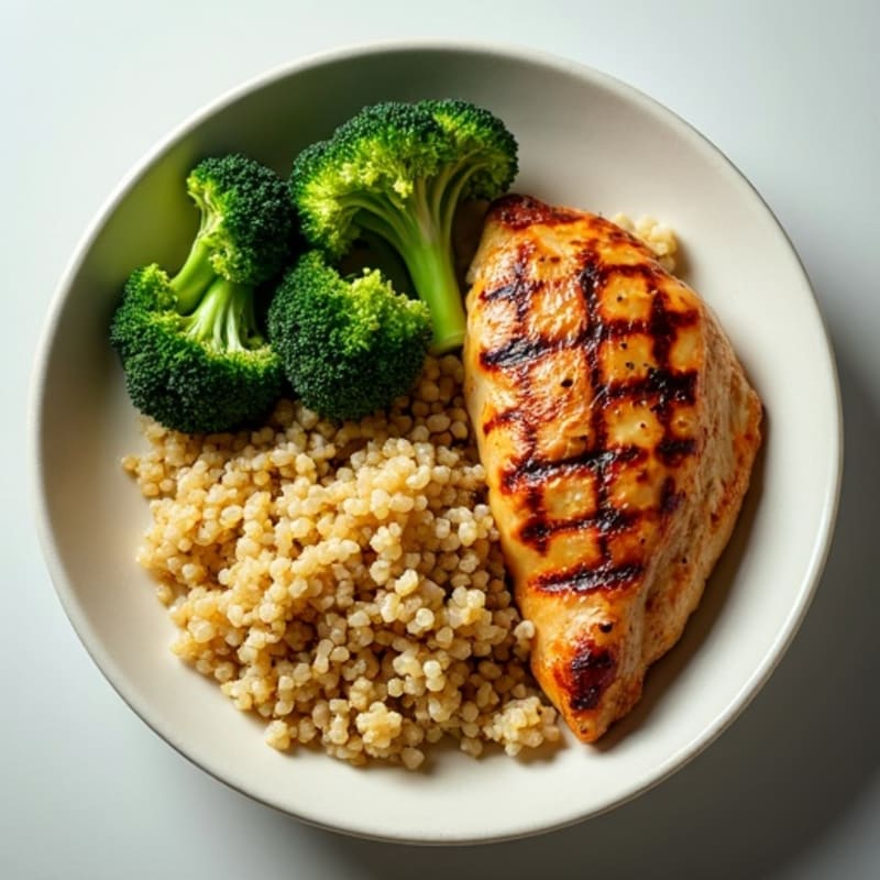 Grilled Chicken Breast with Quinoa and Steamed Broccoli
