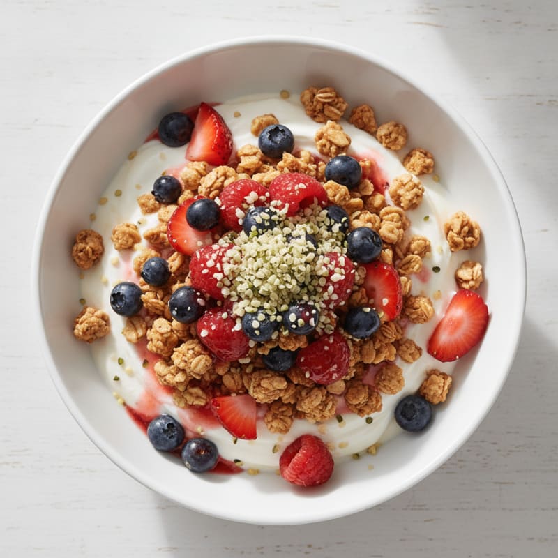 Greek Yogurt Parfait with Protein Granola and Berries