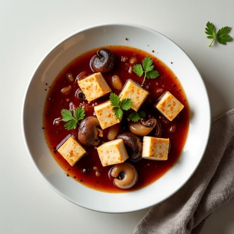 Red Wine Braised Mushroom and Pearl Onion Stew with Tofu