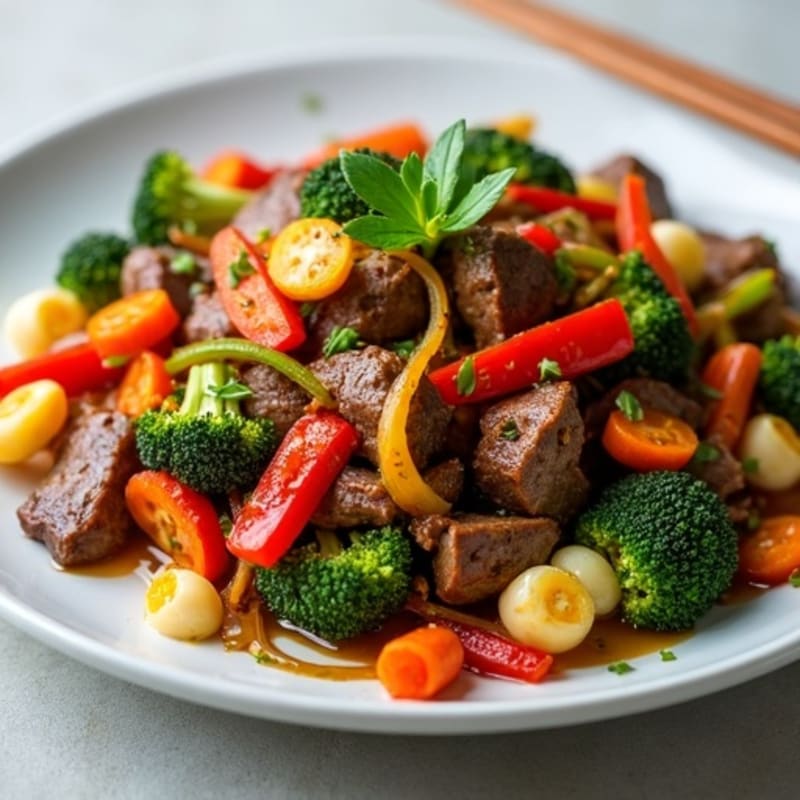 Ginger-Garlic Beef Stir Fry with Crispy Vegetables