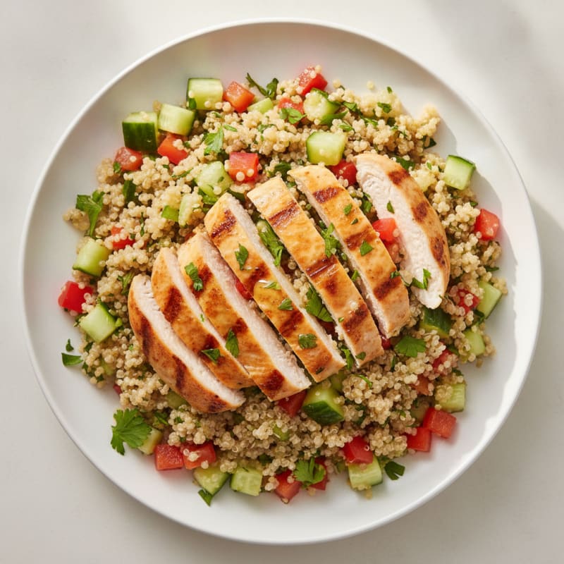 Grilled Chicken and Quinoa Salad with Crisp Vegetables
