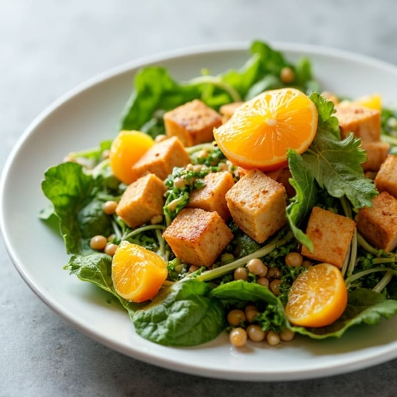Crispy Tofu Salad with Edamame and Citrus Vinaigrette