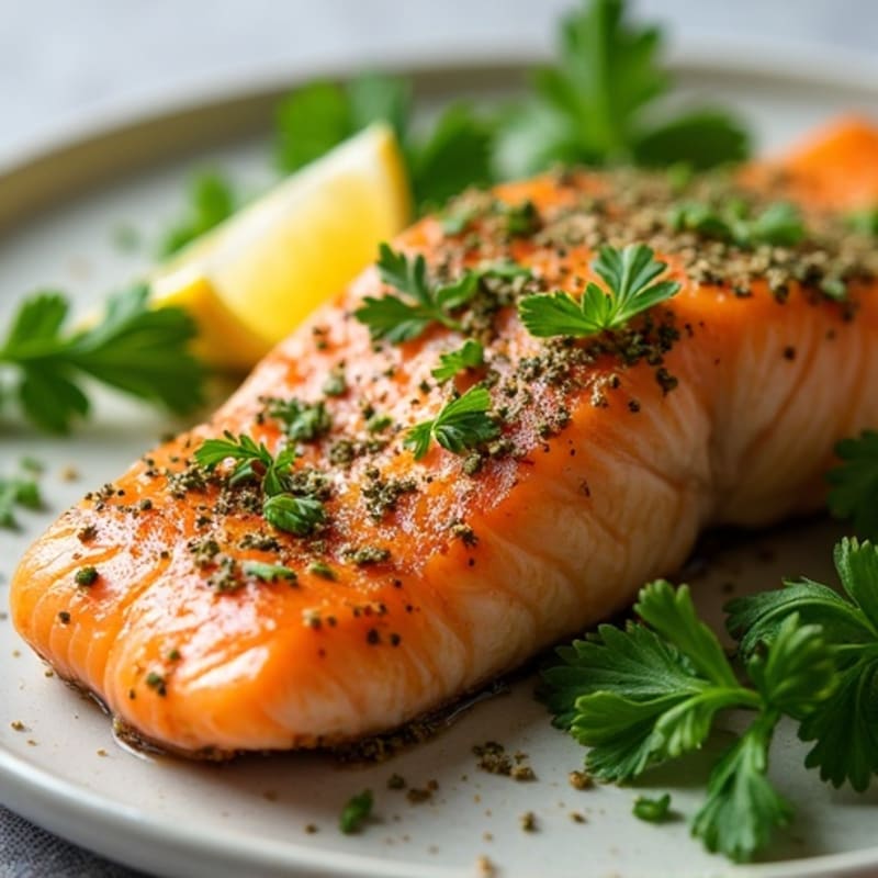 Herb-Crusted Pan Seared Salmon with Lemon