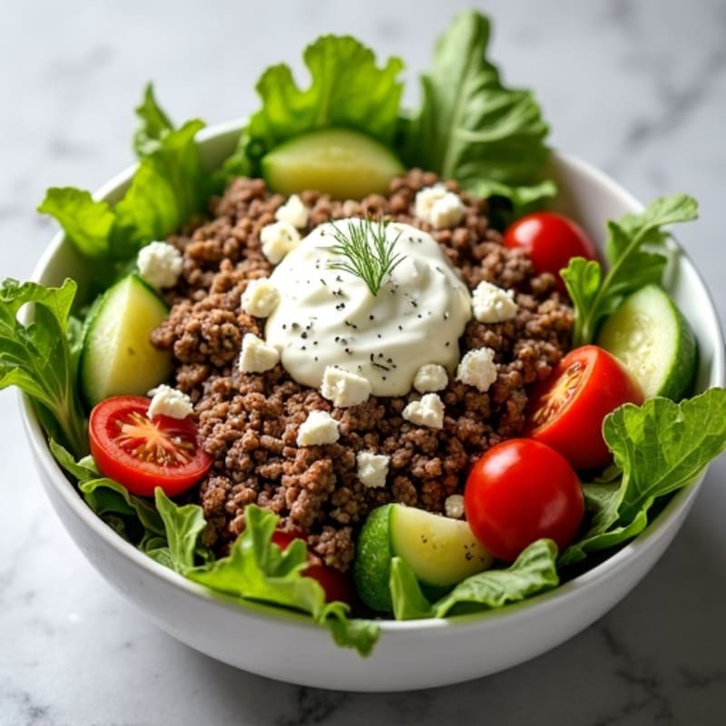 Lean Ground Beef Salad Bowl with Creamy Special Sauce