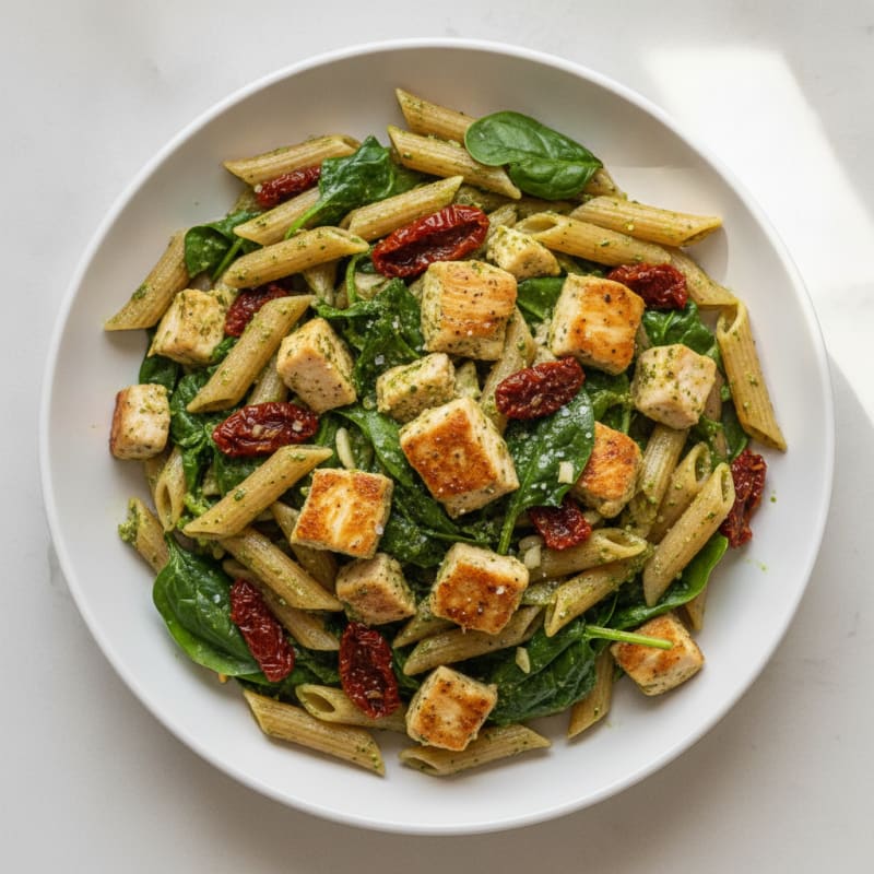 Pesto Chicken Pasta with Sun-Dried Tomatoes