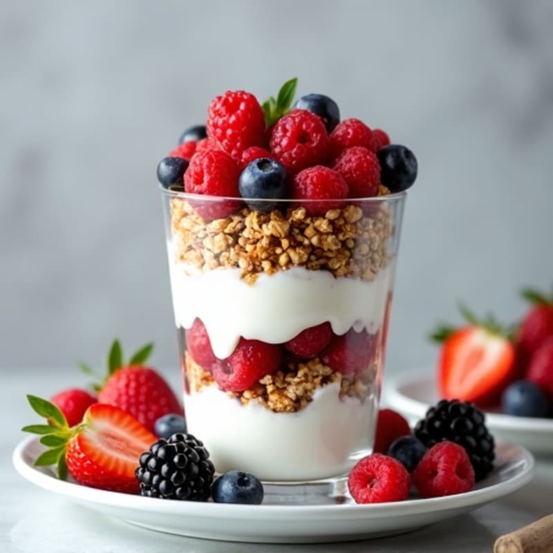 Greek Yogurt Parfait with Mixed Berries and Protein Granola