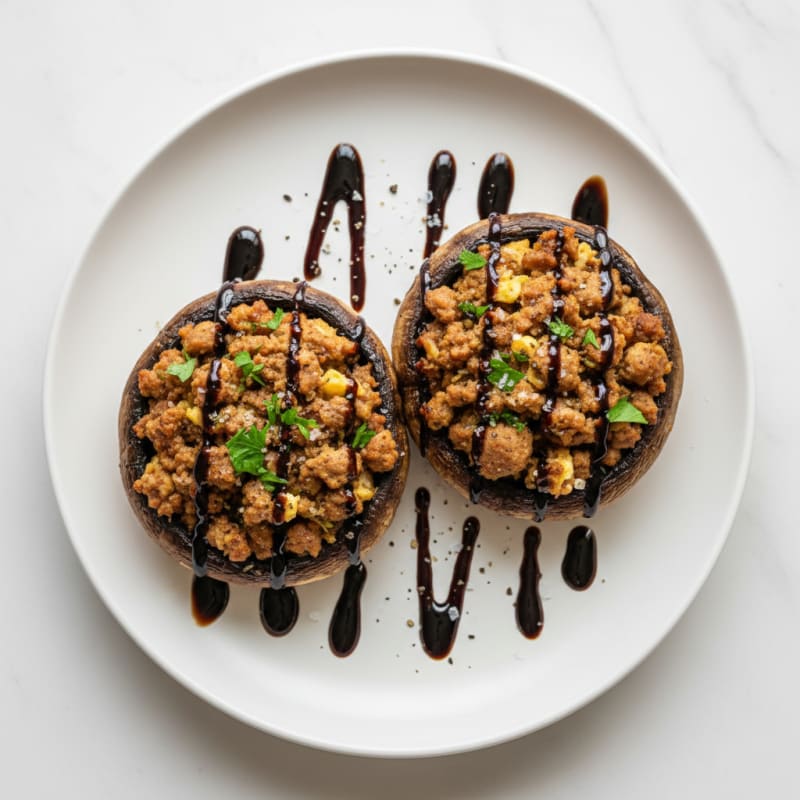 Herb-Stuffed Portobello Mushrooms with Balsamic Glaze