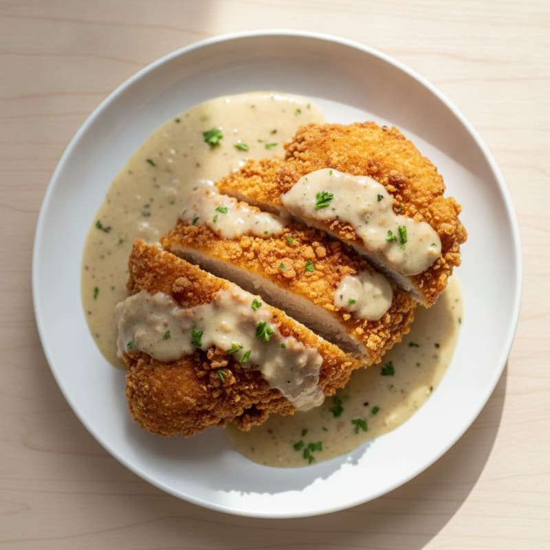 Crispy Buttermilk Fried Chicken with Creamy Gravy