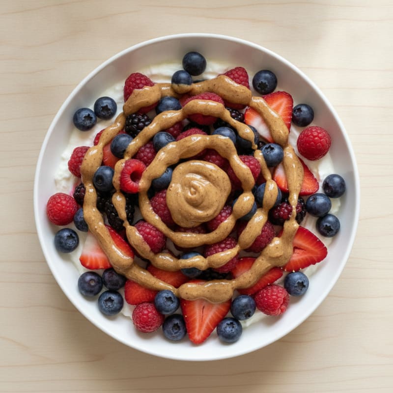 Greek Yogurt Protein Parfait with Mixed Berries and Almond Butter