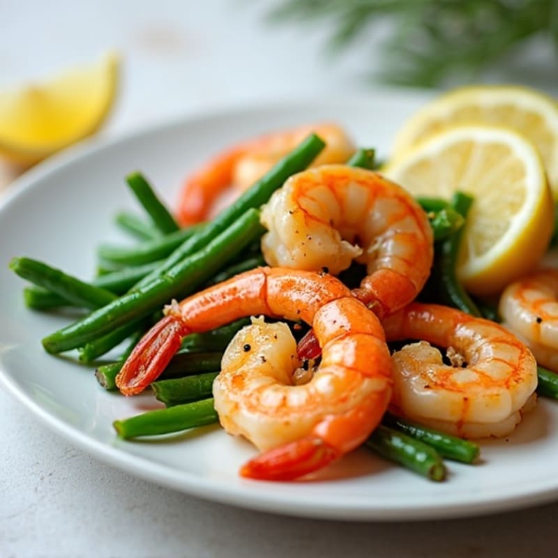 Pan-Seared Lemon Garlic Shrimp with Crispy Green Beans