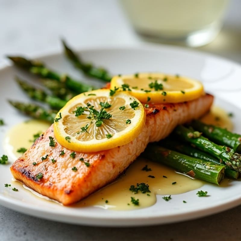 Lemon Herb Grilled Salmon with Roasted Asparagus