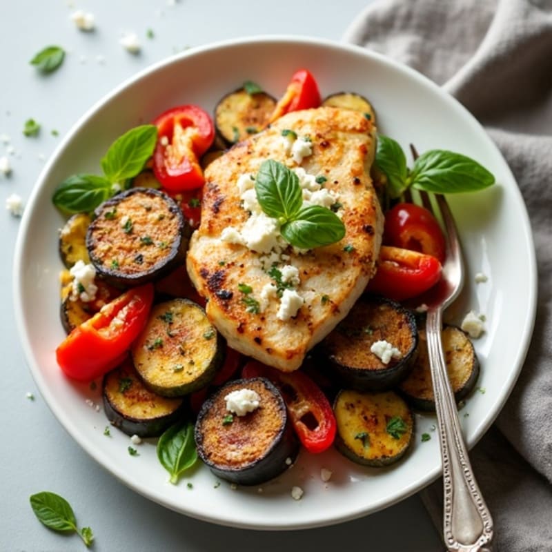 Roasted Eggplant and Zucchini with Bell Peppers and Fresh Herbs