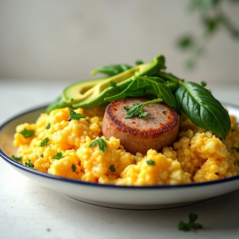 Egg White Scramble with Turkey Sausage and Spinach