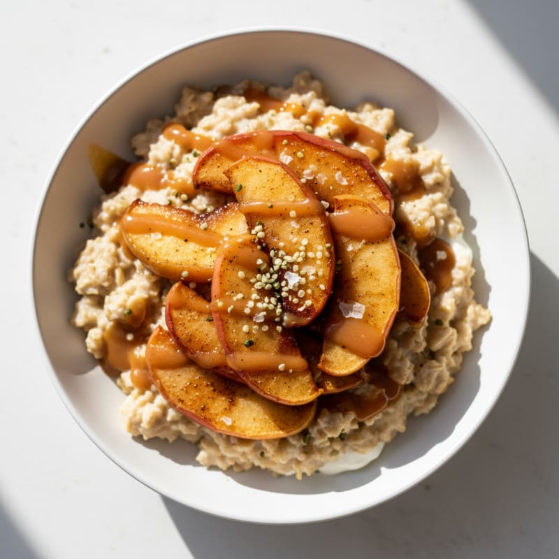Creamy Spiced Oatmeal with Caramelized Apples