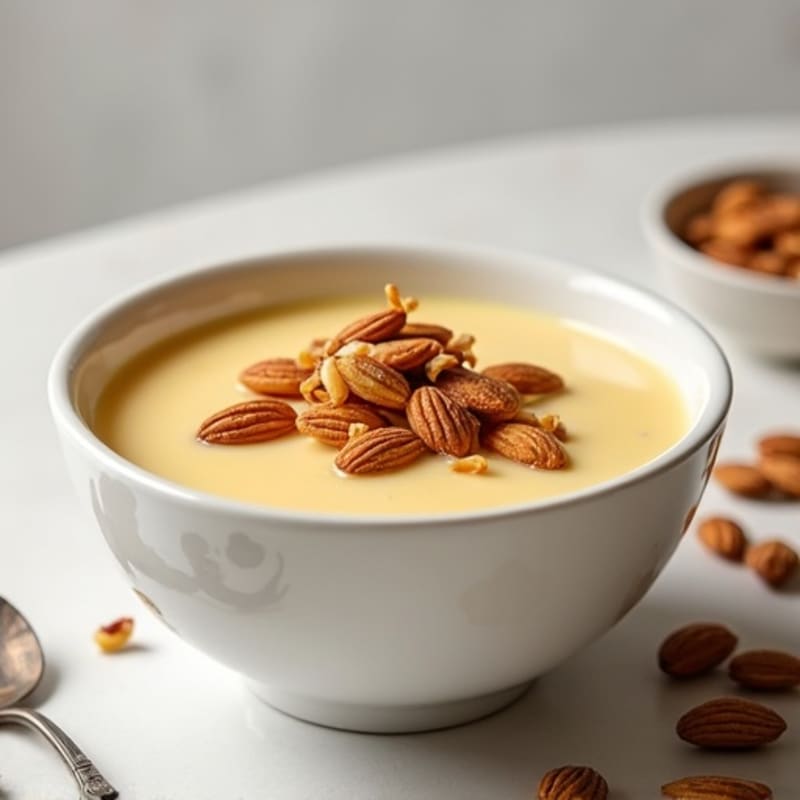 Creamy Vanilla Bean Protein Custard with Crispy Toasted Almonds