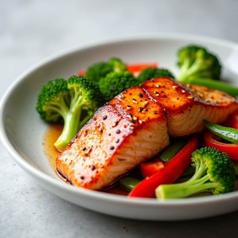 Honey-Ginger Glazed Salmon with Sesame Vegetables