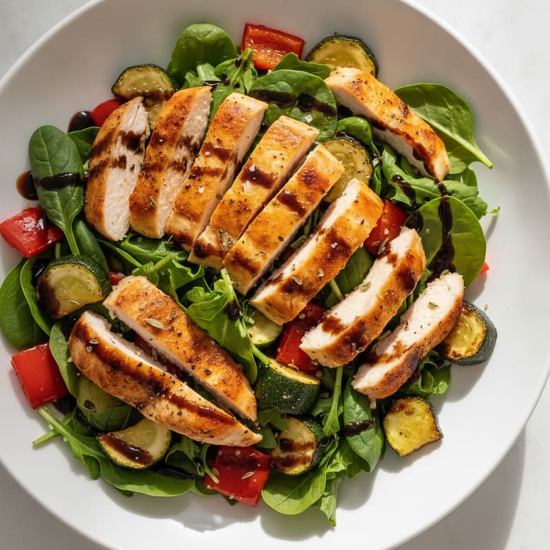 Chicken and Roasted Vegetable Salad with Balsamic Vinaigrette