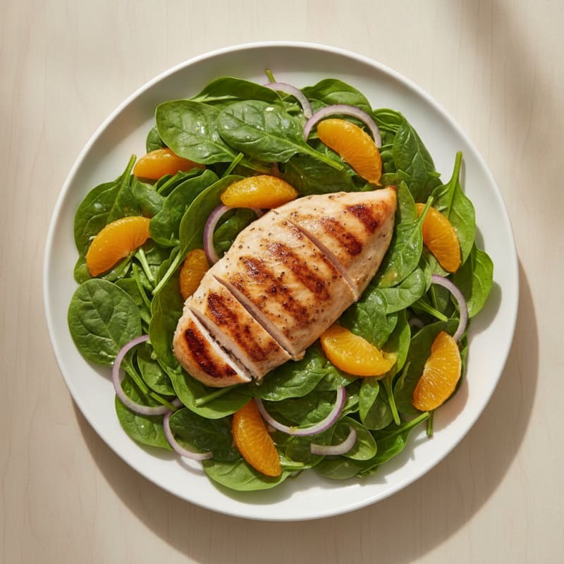 Grilled Chicken Breast with Citrus Spinach Salad