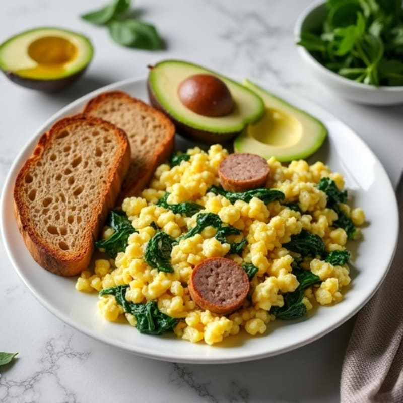 Egg White and Turkey Sausage Scramble with Spinach