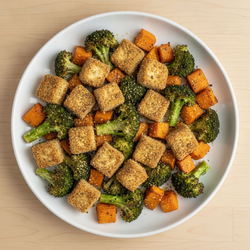 Herb-Roasted Tofu, Broccoli, and Sweet Potato Sheet Pan