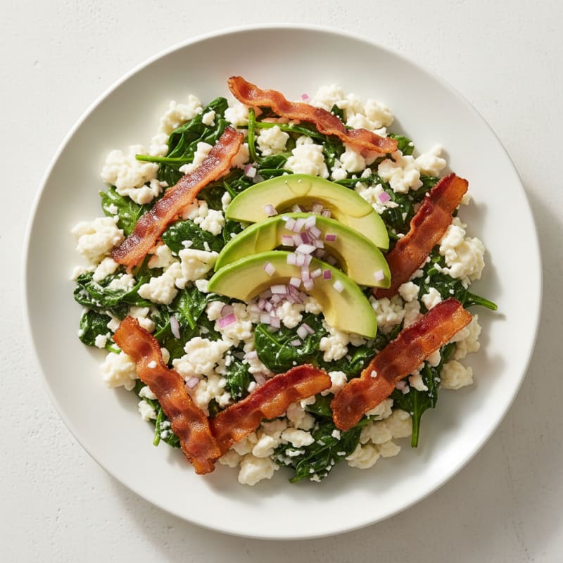 Egg White Scramble with Spinach and Turkey Bacon