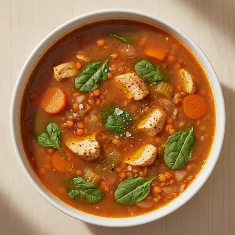 Hearty Red Lentil Soup with Vegetables