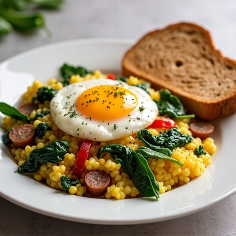 Egg White and Spinach Scramble with Turkey Sausage