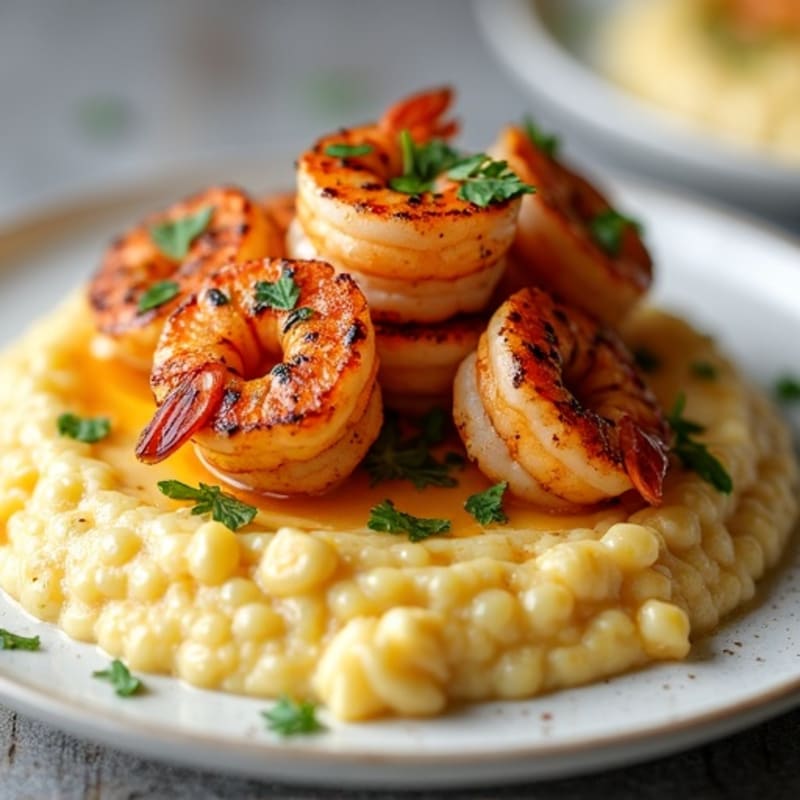 Blackened Shrimp with Creamy Corn Grits