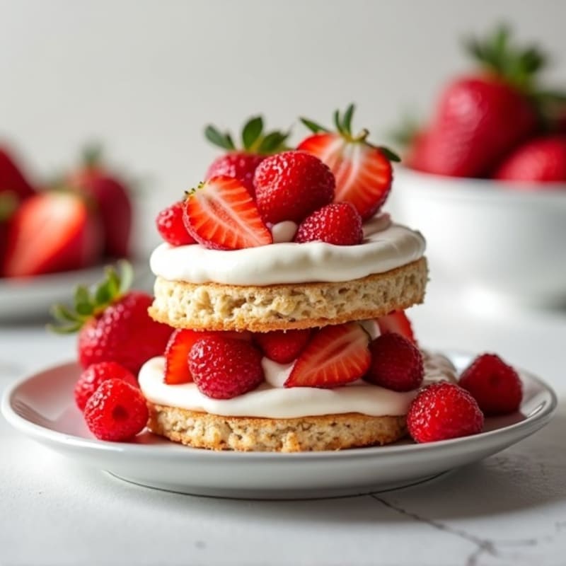 Fresh Strawberry Protein Shortcake with Creamy Vanilla Topping