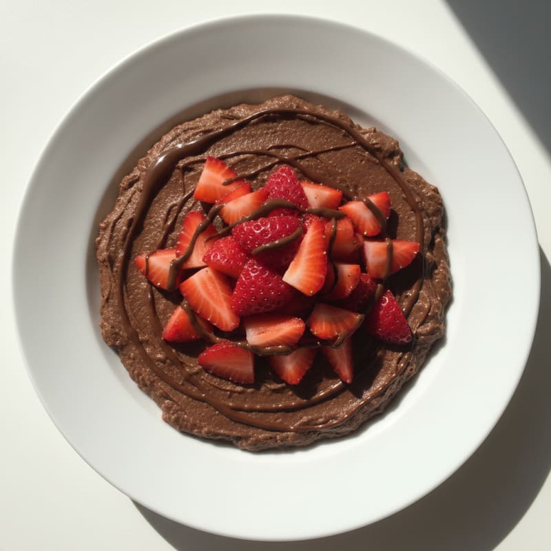 Silky Chocolate Protein Pudding with Sliced Strawberries