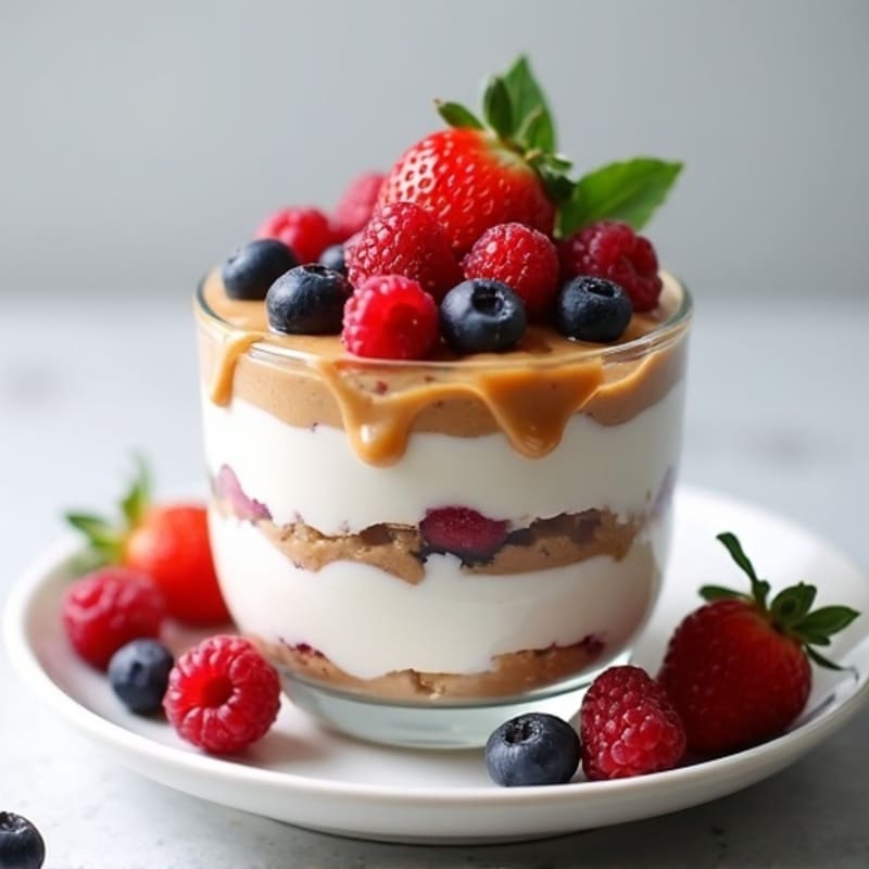 Greek Yogurt Protein Parfait with Mixed Berries and Almond Butter