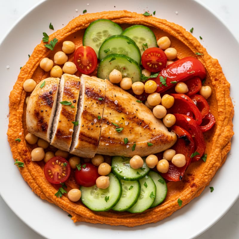 Roasted Red Pepper Hummus Bowl