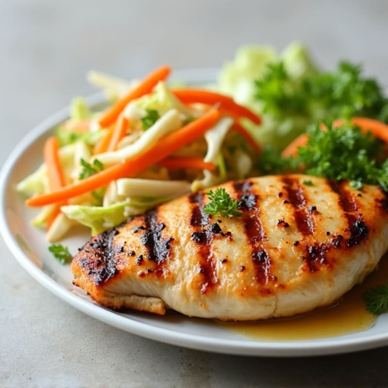 Grilled Chicken Breast with Crunchy Cabbage Slaw