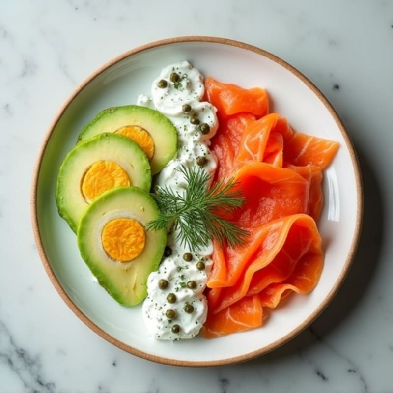 Smoked Salmon Protein Plate with Creamy Herbed Spread