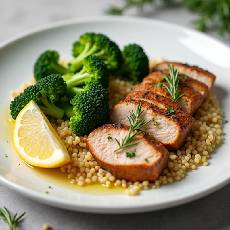 Herb-Roasted Pork Tenderloin with Steamed Broccoli