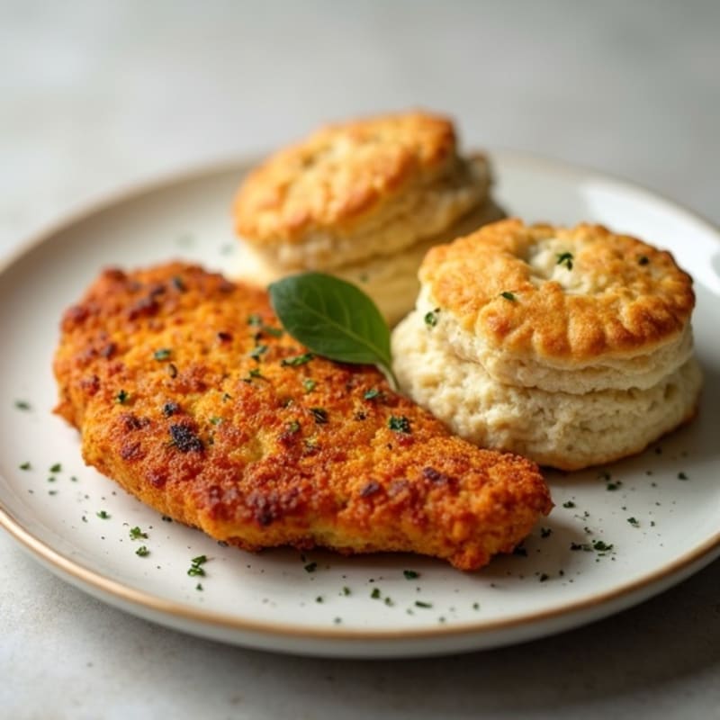 Crispy Baked Chicken with Herb-Buttermilk Drop Biscuits