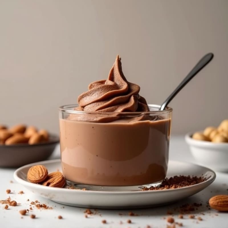 Silky Chocolate Protein Pudding with Almond Butter Swirl