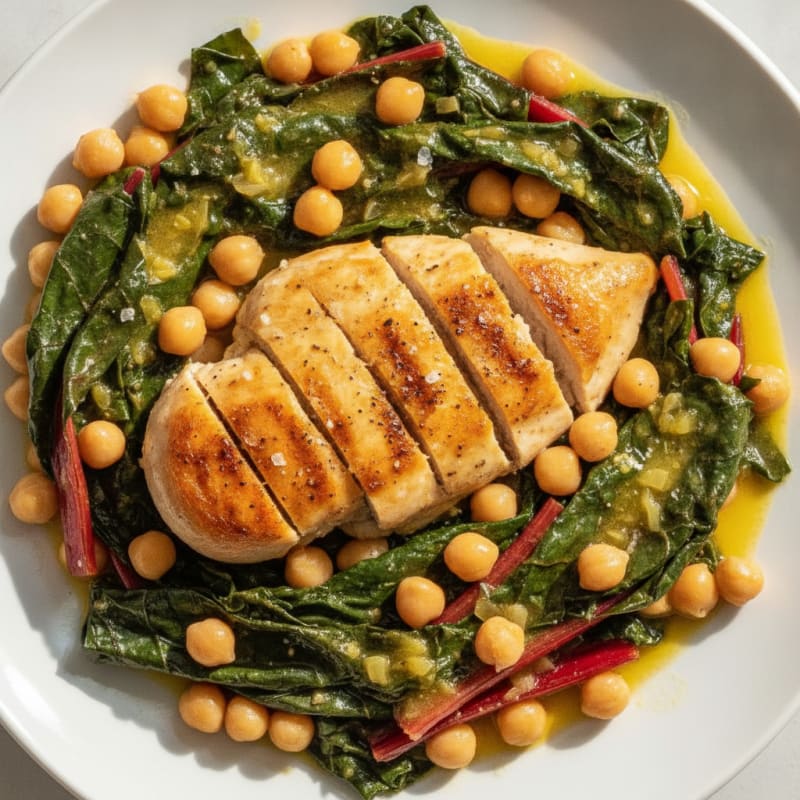 Lemon-Herb Chicken with Braised Chard