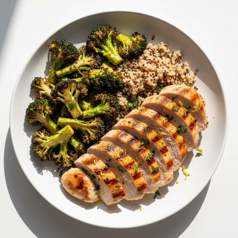 Grilled Turkey Breast with Roasted Broccoli and Quinoa