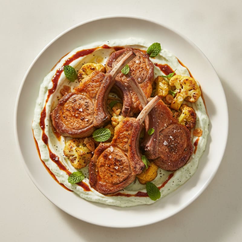 Harissa Lamb Chops with Mint Yogurt