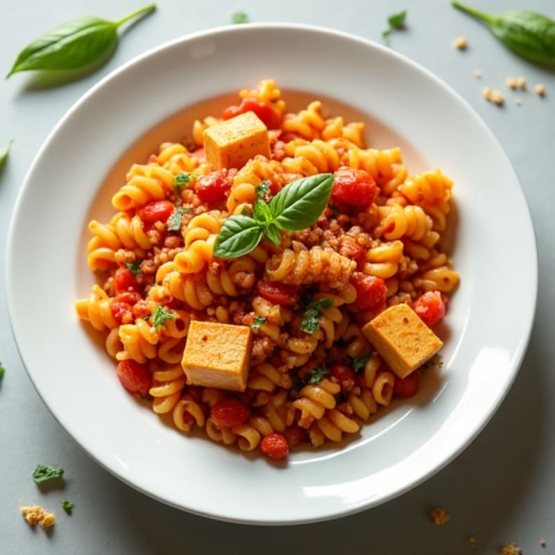 Creamy Tomato Lentil Pasta with Fresh Basil