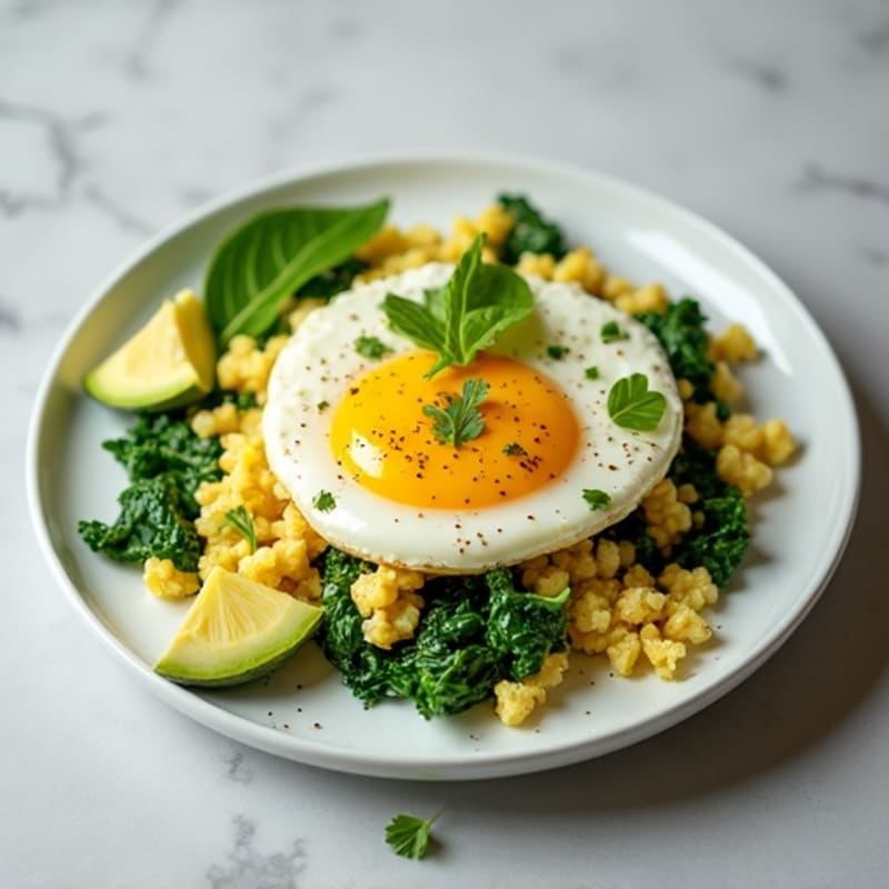 Egg White and Spinach Scramble with Cottage Cheese