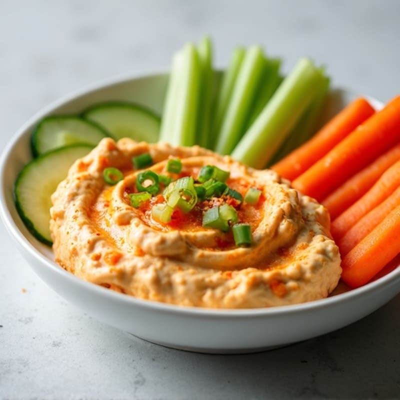 Creamy Buffalo Chicken Dip with Fresh Vegetable Sticks