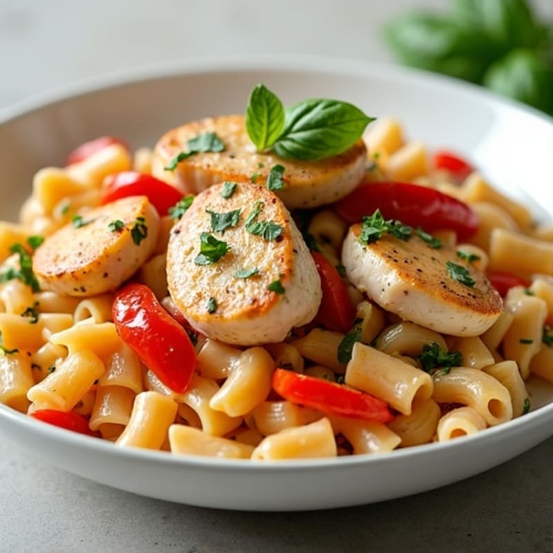 Creamy Spicy Herb Chicken and Roasted Bell Pepper Pasta