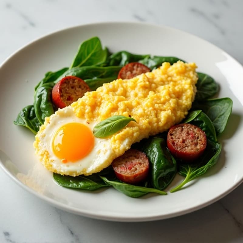 Egg White Scramble with Turkey Sausage and Spinach